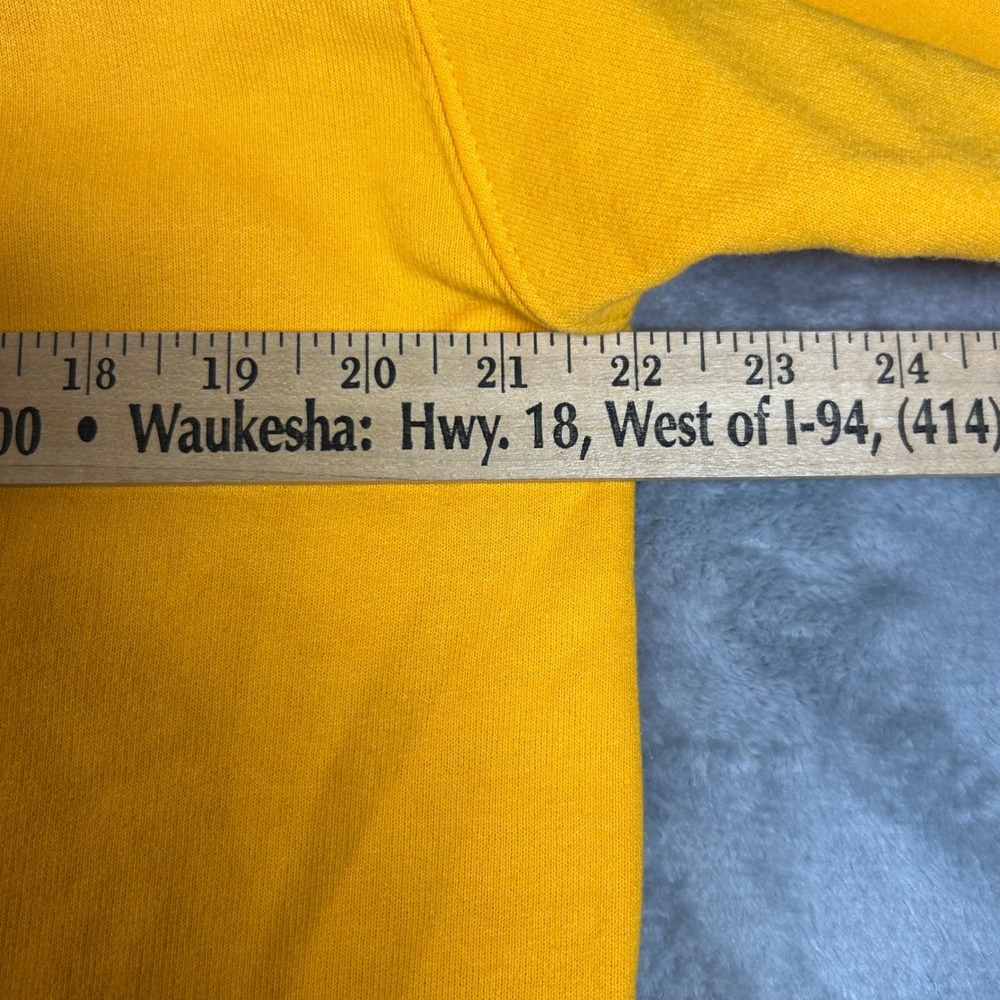 Champion Navy Est 1775 Hoodie Yellow Pullover Sweatshirt Mens Medium - Picture 5 of 6